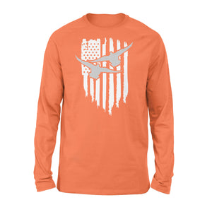 Duck Hunting American Flag Clothes, Shirt for Hunting - Standard Long Sleeve