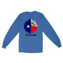 Load image into Gallery viewer, Texas flag sunflower customized name patriot Texas state flag D03 NQS2495 - Standard Long Sleeve