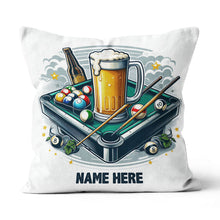 Load image into Gallery viewer, Funny Billiard Balls And Beer Custom White Pillow, Billiard Pillow Gifts TDM0839