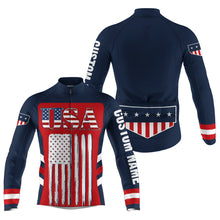 Load image into Gallery viewer, USA Men &amp; Women cycling jersey UPF50+ American bike shirt with 3 pockets &amp; full zip MTB BMX Gear| SLC164