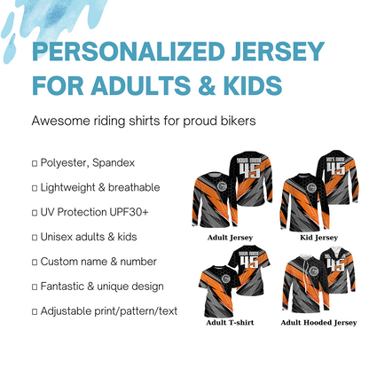 Orange custom motocross jersey UPF30+ dirt bike MX racing jersey adult&kid off-road motorcycle| NMS772