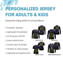 Load image into Gallery viewer, Purple personalized dirt bike jersey adult&amp;kid UV protective off-road Just Ride motorcycle shirt PDT02