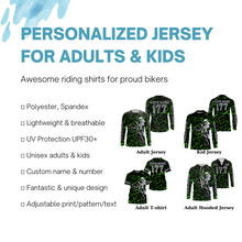 Load image into Gallery viewer, Youth kid adult Motocross racing jersey green shirt custom UV protective off-road MX extreme biker PDT35