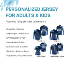Load image into Gallery viewer, Custom Motocross racing jersey UV protective blue dirt bike for youth men women motorcycle shirt PDT25