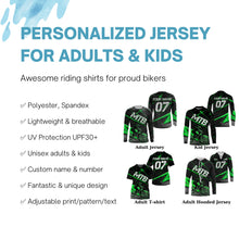 Load image into Gallery viewer, Personalized green MTB jersey UPF30+ adult kid mountain biking shirts Enduro cycling racewear| SLC49