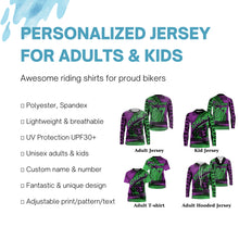 Load image into Gallery viewer, Green adult kid youth personalized MX jersey Motocross shirt UPF30+ dirt bike xtreme motorcycle PDT29