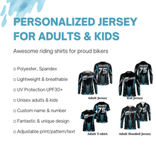 Load image into Gallery viewer, Blue kid adult youth Motocross jersey personalized UV protective MX biker cross motorcycle shirt PDT36