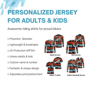 Personalized jersey Motocross kid&adult dirt bike blue MX racing UPF30+ motorcycle shirt PDT16