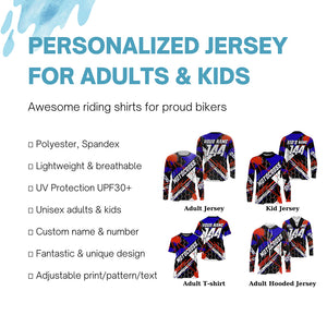 Custom Motocross racing jersey UPF30+ kid mens womens dirt bike off-road motorcycle MX racewear NMS952