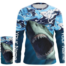 Load image into Gallery viewer, Personalized Shark Fishing Wave Camo Custom performance Fishing Shirts, UV Protection Shark Fishing apparel - TMTS054