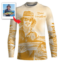 Load image into Gallery viewer, Fishing Shirt Custom Name, Image, Time, Location 3D UV protection Shirts UPF 30+ Fishing gift| Orange - TMTS050
