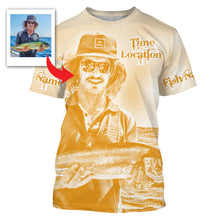 Load image into Gallery viewer, Fishing Shirt Custom Name, Image, Time, Location 3D UV protection Shirts UPF 30+ Fishing gift| Orange - TMTS050