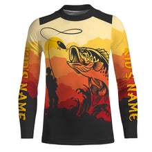 Load image into Gallery viewer, Bass Fishing Sunset Background Custom Name Long Sleeve Fishing Shirts, Bass Fishing jerseys - TMTS044