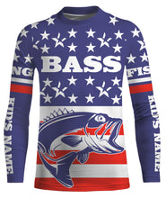 Load image into Gallery viewer, Bass Fishing American Flag Custom UV Long sleeves shirts, personalized Patriotic fishing apparel gifts TMTS017