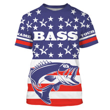 Load image into Gallery viewer, Bass Fishing American Flag Custom UV Long sleeves shirts, personalized Patriotic fishing apparel gifts TMTS017