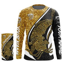 Load image into Gallery viewer, Catfish Fishing Gold Glitter Custom Name UV Protection Shirts, Tournament Fishing Catfish Fisherman Shirt TMTS020