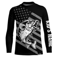 Load image into Gallery viewer, Bass Fishing USA Flag Custom Long sleeve Performance Fishing Shirts, Patriotic Bass Fishing Jerseys TTN113