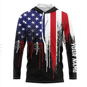 American Flag UV Protection Custom Long Sleeve Shirts Upf 30+ Patriotic Fishing Apparel TTN120
