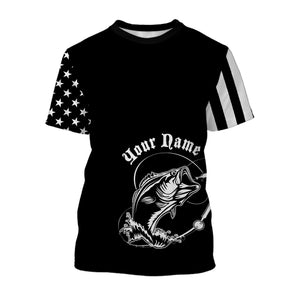 Personalized Bass Fishing Tattoo American Flag UV Protection Customized Shirt, Gift For Fisherman TTN62