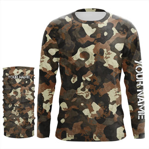 Personalized Brown Camouflage Custom Long Sleeve UV Fishing Shirts TTN116