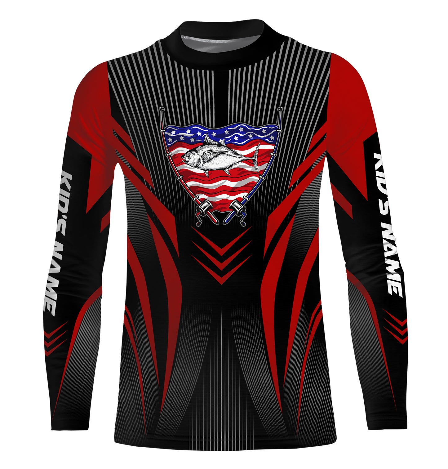 Tuna Fishing American Flag Custom performance Long Sleeve Shirt, Patriotic Fishing jerseys for fisherman TTN20