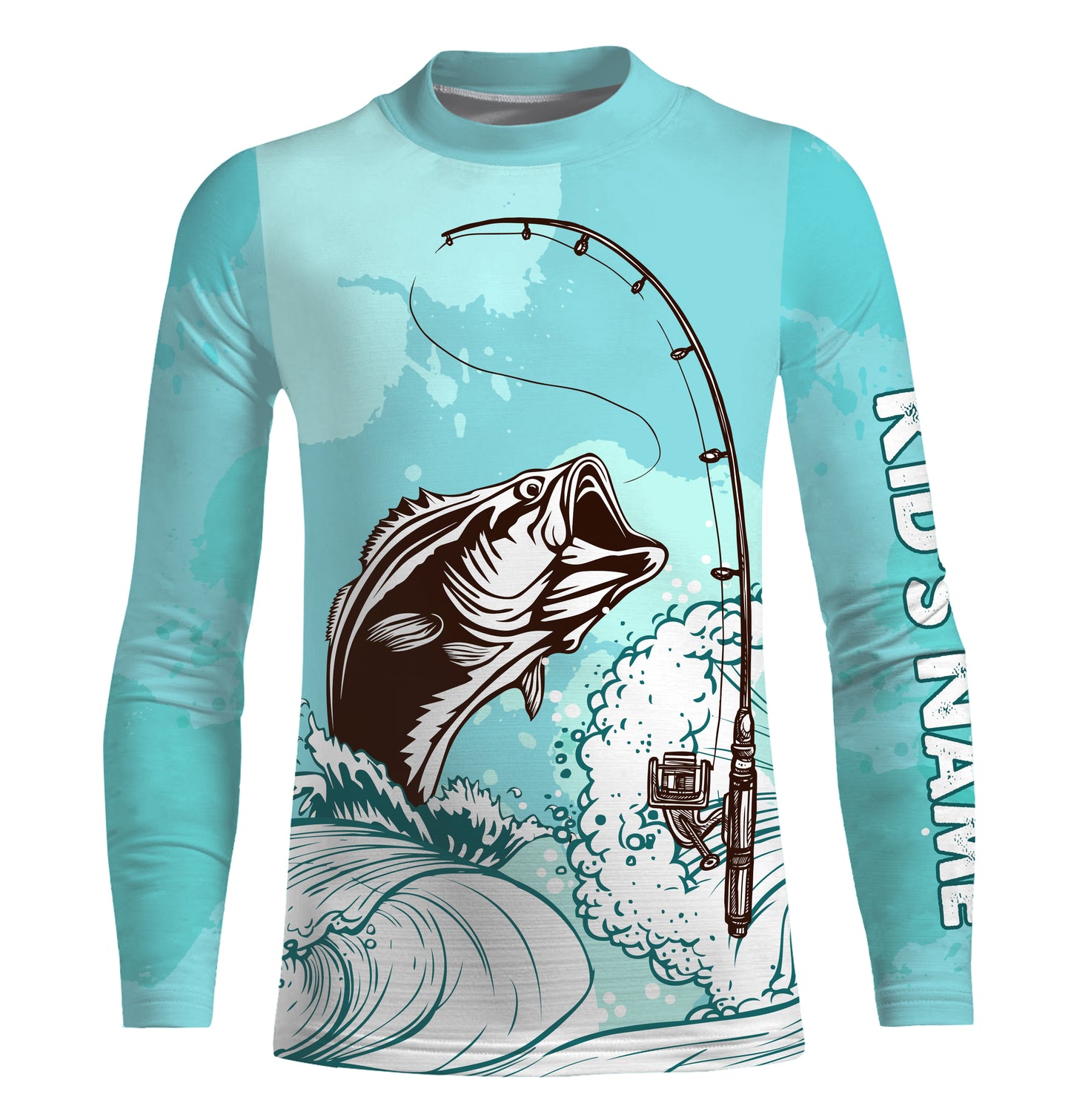 Bass Fishing Custom Long sleeve performance Fishing Shirts, Bass Fishing jerseys | sky blue - TTN32