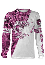 Load image into Gallery viewer, Trout Personalized fishing tattoo pink camo full printing Long sleeve, Hoodie, Zip up hoodie, T-shirt - FSA20