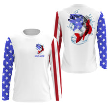 Load image into Gallery viewer, Custom Name Bass Fishing US Flag Performance Fishing Shirt, Bass Fishing Jerseys TATS211