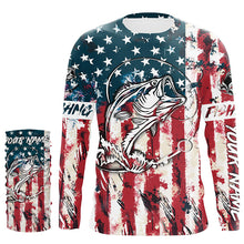 Load image into Gallery viewer, Beautiful America flag bass fishing tattoo UV protection personalized shirts