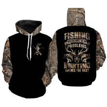 Load image into Gallery viewer, Hunting and fishing solves my problem camouflage all over print shirts TATS187