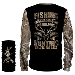 Hunting and fishing solves my problem camouflage all over print shirts TATS187