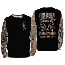 Load image into Gallery viewer, Hunting and fishing solves my problem camouflage all over print shirts TATS187
