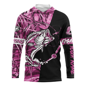 Pink Camo fishing tattoo UV protection quick dry customize name long sleeves UPF 30+ personalized gift