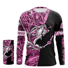 Load image into Gallery viewer, Pink Camo fishing tattoo UV protection quick dry customize name long sleeves UPF 30+ personalized gift