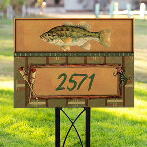 Bass fishing custom address number 3D yard sign YS1