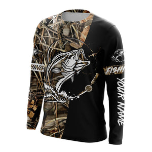 Beautiful bass fishing tattoo UV protection  customize name long sleeves personalized gift