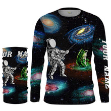 Load image into Gallery viewer, Astronauts galaxy bass fishing custom name UV protection Shirts fishing gifts TATS202