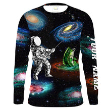 Load image into Gallery viewer, Astronauts galaxy bass fishing custom name UV protection Shirts fishing gifts TATS202