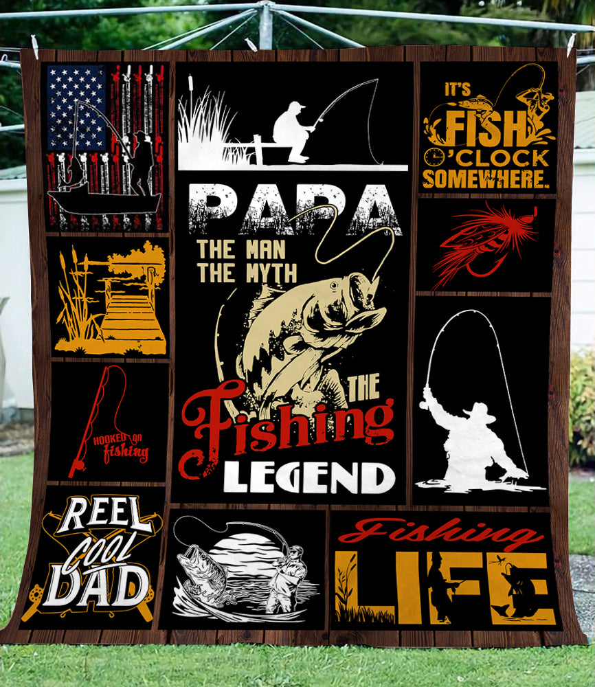 Papa the man the myth the fishing legend fleece blanket