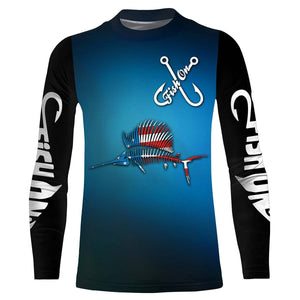 Sailfish fishing skeleton USA Flag full printing shirts TATS102