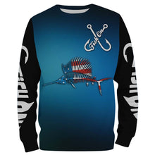 Load image into Gallery viewer, Sailfish fishing skeleton USA Flag full printing shirts TATS102