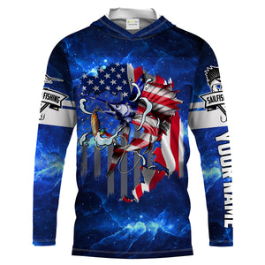 Sailfish fishing 3D American flag patriot UV protection quick dry Customize name long sleeves UPF 30+ personalized gift tshirt saltwater fishing apparel