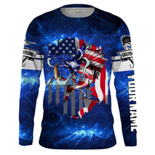 Load image into Gallery viewer, Sailfish fishing 3D American flag patriot UV protection quick dry Customize name long sleeves UPF 30+ personalized gift tshirt saltwater fishing apparel