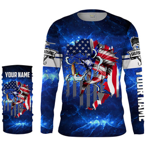 Sailfish fishing 3D American flag patriot UV protection quick dry Customize name long sleeves UPF 30+ personalized gift tshirt saltwater fishing apparel