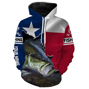 TX Texas Bass Fishing Custom name 3D All over print shirts Personalized gift TATS146