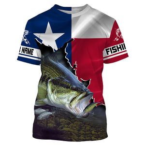 TX Texas Bass Fishing Custom name 3D All over print shirts Personalized gift TATS146