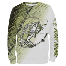 Load image into Gallery viewer, Bass Fishing Tattoo Scale Customize Name All Over Printed Long sleeves Shirts Personalized Gift TATS78