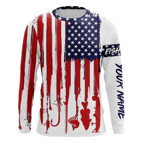 American flag UV protection fishing shirt gift for fisherman A11