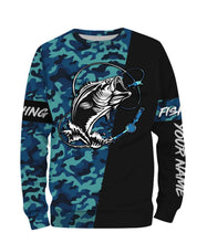 Load image into Gallery viewer, Bass Fishing Sea Camo Custom Name Full Printing Shirts Personalized Gift TATS115