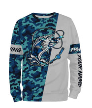 Load image into Gallery viewer, Bass Fishing Sea Camo Custom Name Full Printing Shirts Personalized Gift TATS116